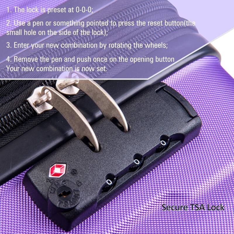 Purple 2 Piece Expanable ABS Lightweight Suitcase Camp Trunks 20"/28